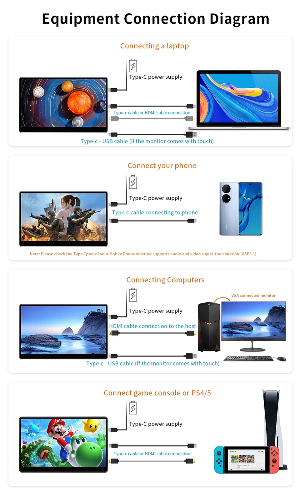 17.3 Inch Mobile Portable Monitor External Screen Game PC Display HDMI-Compatible For Switch Laptop xbox 17.3 Inch Mobile Portable Monitor External Screen Game PC Display HDMI-Compatible For Switch Laptop xbox