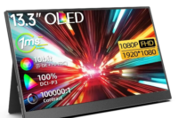 Bimawen 13.3inch OLED Portable Monitor with FHD Screen Response Time 1ms 10bit 100% DCI-P3 Monitor W/Adaptive Sunc Game HoR Mode