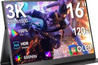 UPERFECT 16" OLED Portable Monitor 3K 120Hz Gaming Screen 100% DCI-P3 Second Computer Display with Type C Mini HDMI For Mini PC