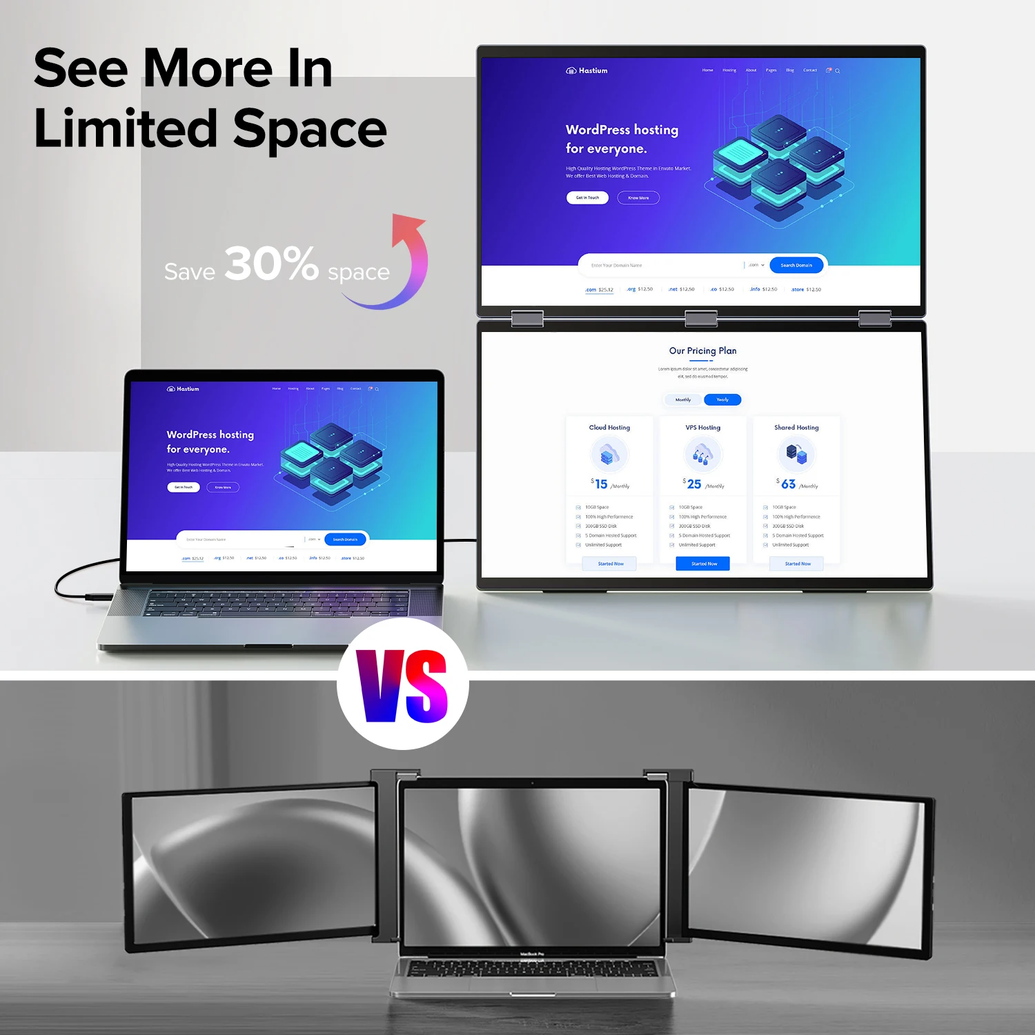 UStation Δ / Delta Plus Stacked Monitor No Drive Required Laptop Dual Screen Folding 18.5