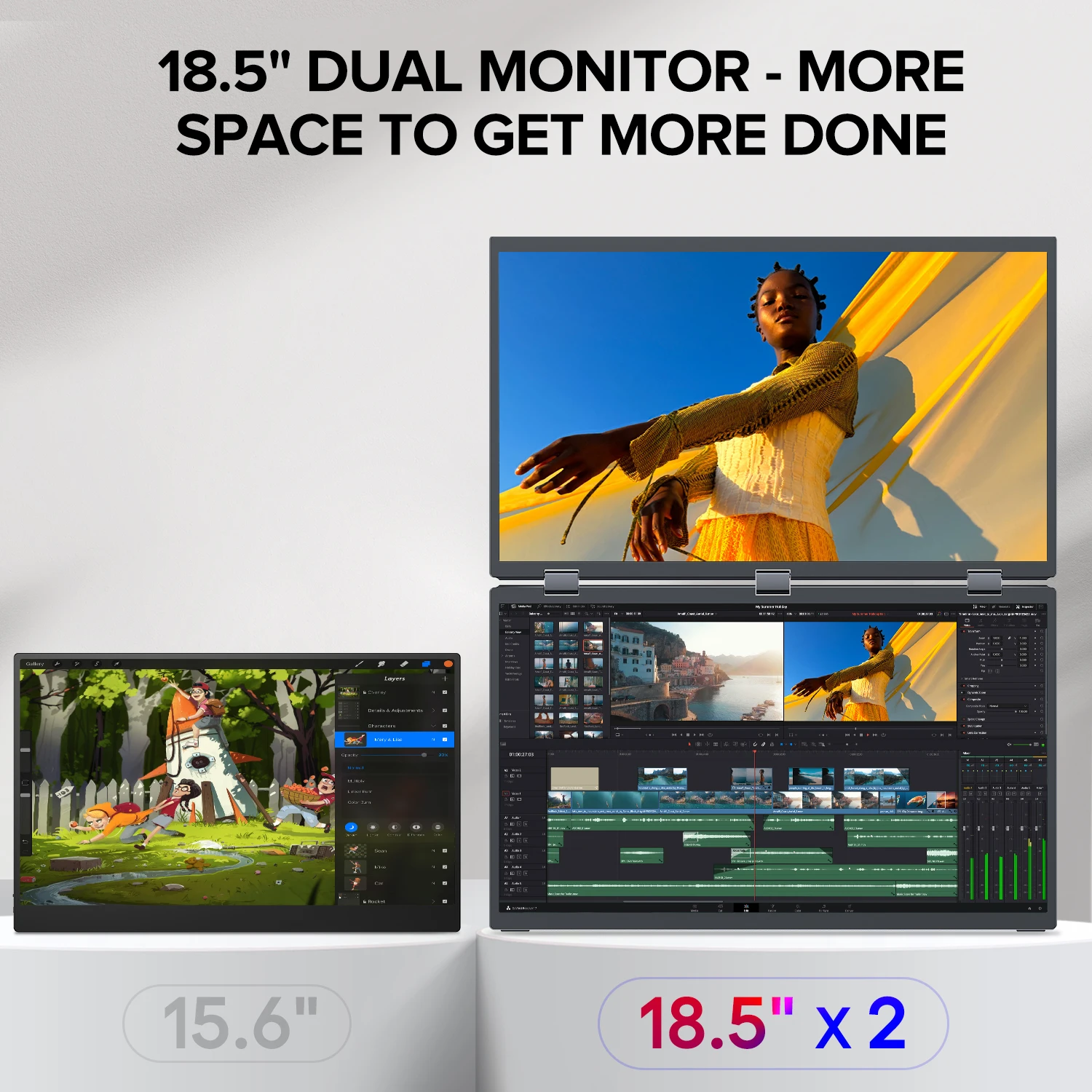 UStation Δ / Delta Plus Stacked Monitor No Drive Required Laptop Dual Screen Folding 18.5
