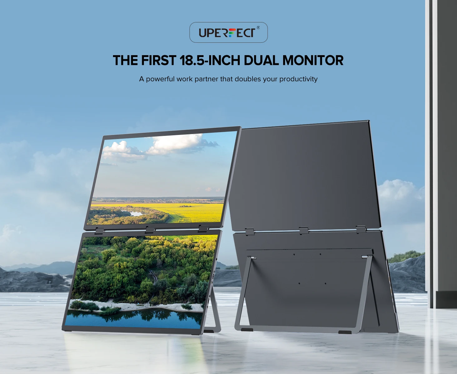UStation Δ / Delta Plus Stacked Monitor No Drive Required Laptop Dual Screen Folding 18.5