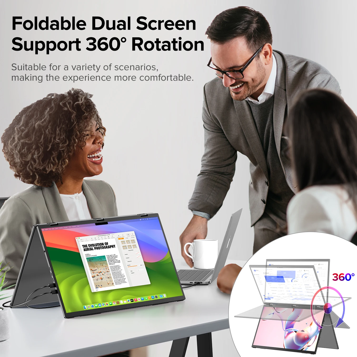 UStation Δ / Delta Plus Stacked Monitor No Drive Required Laptop Dual Screen Folding 18.5