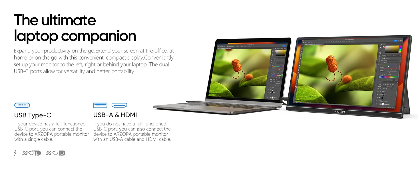 ARZOPA 17.3 FHD Portable Monitor 1080P External Display IPS Screen with USB C mini-HDMI Port for Laptop Mac PC Xbox PS Switch