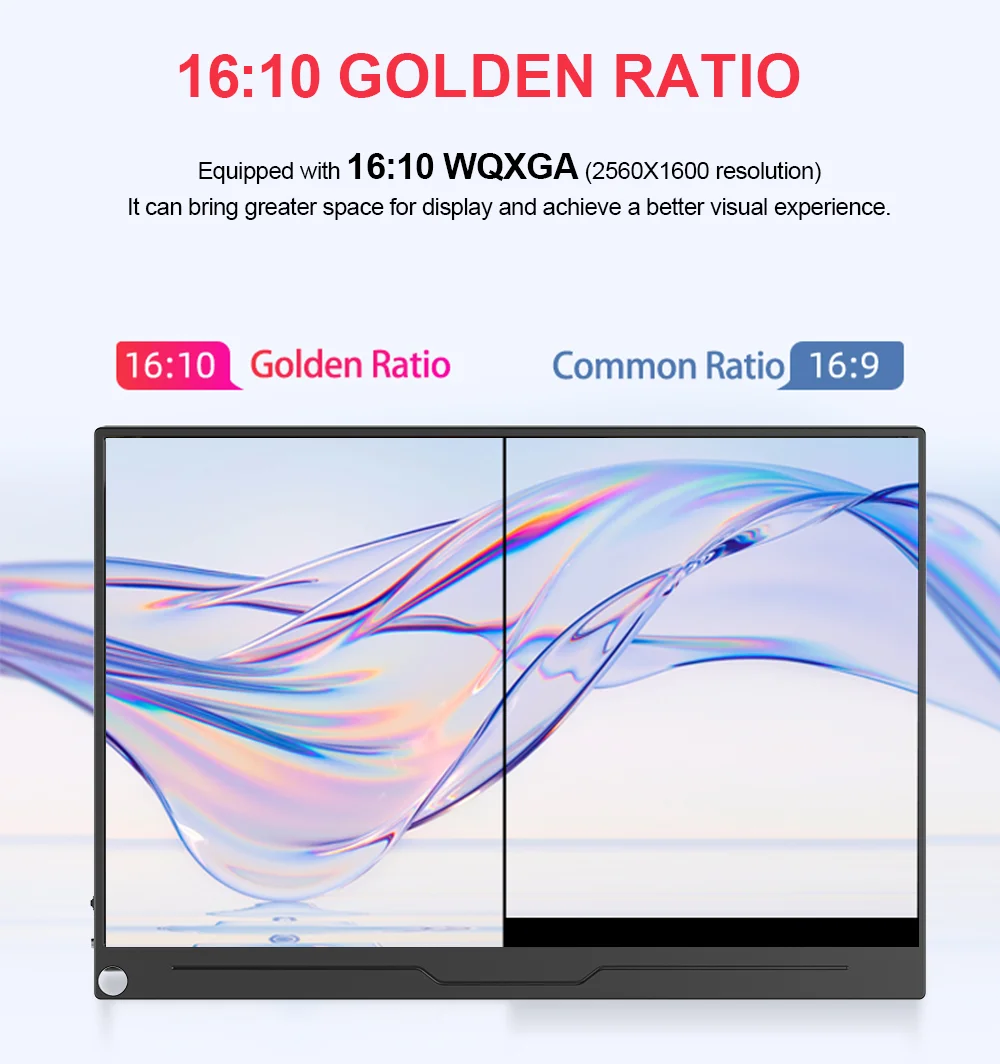 13.3 inch 2560x1600p 2.5K Portable Monitor External Display for Gaming Laptop PS3/PS4 Switch Mini PC Tablet