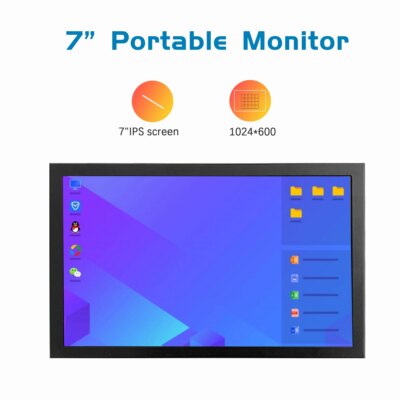 laptop 7 Inch Mini TFT Monitor 1024x600 high pixel LCD Screen Display With HD/VGA/AV Video Input For Home Security Camera - Image 5