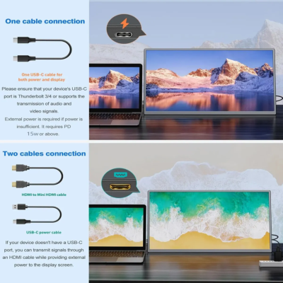 Bimawen 15.6inch Portable Monitor 1080P FHD IPS with Stand 180° Adjustable Travel Monitor for Laptop Mac PC Xbox PS4/5 Switch - Image 4