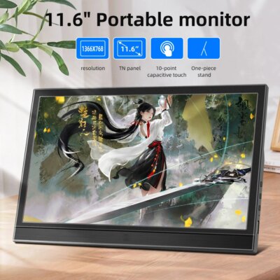 11.6″ Touch Portable Monitor 1366X768 lcd display Laptop second screen Gaming Extended Display For Switch/PS4/Xbox/Raspberry Pi - Image 3