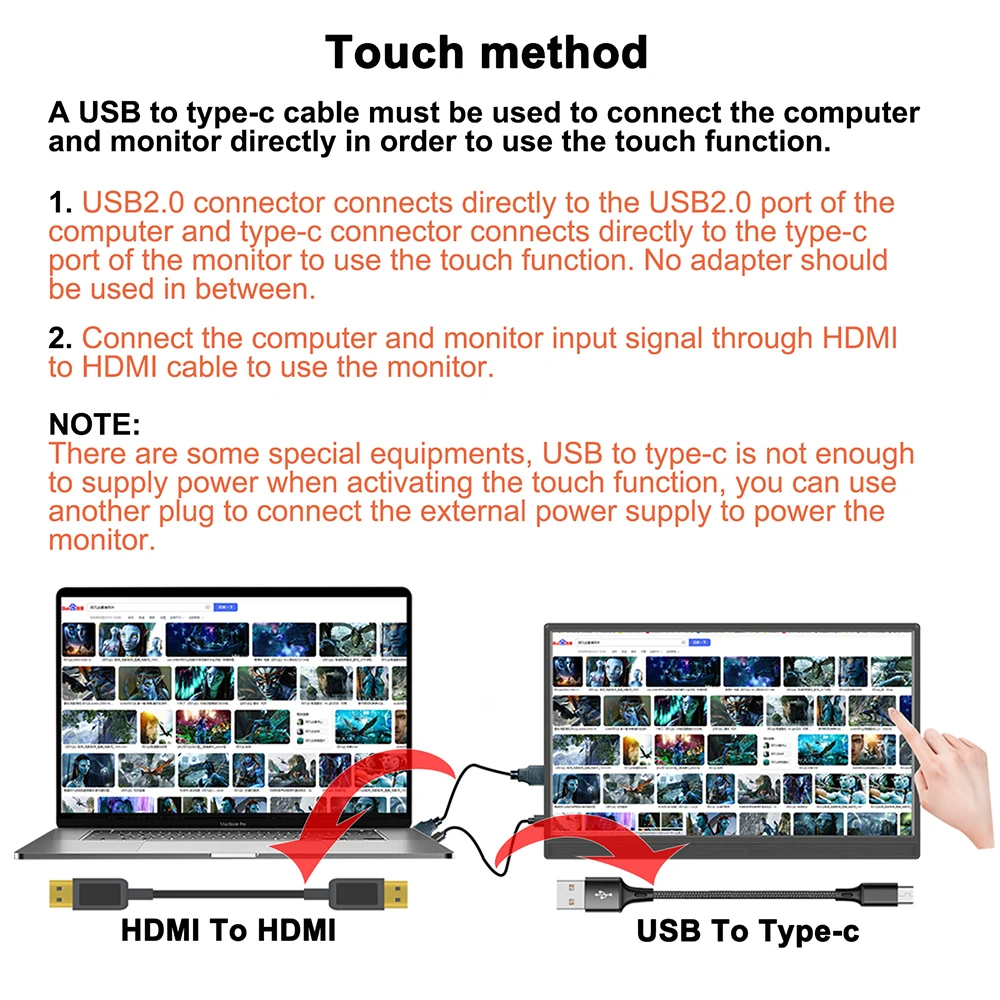 11.6″ Touch Portable Monitor 1366X768 lcd display Laptop second screen Gaming Extended Display For Switch/PS4/Xbox/Raspberry Pi