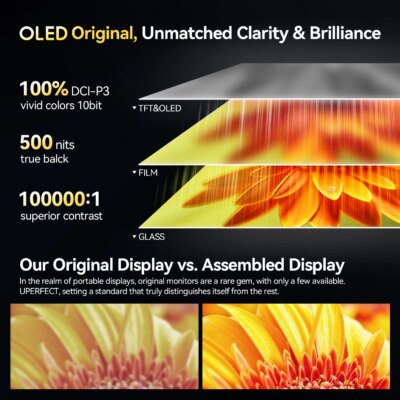 UPERFECT UColor O2 16“ OLED 120Hz Portable Monitor 3K USB C Laptop Monitor w/ 100% DCI-P3 HDMI Computer Gaming Display For Mac - Image 3