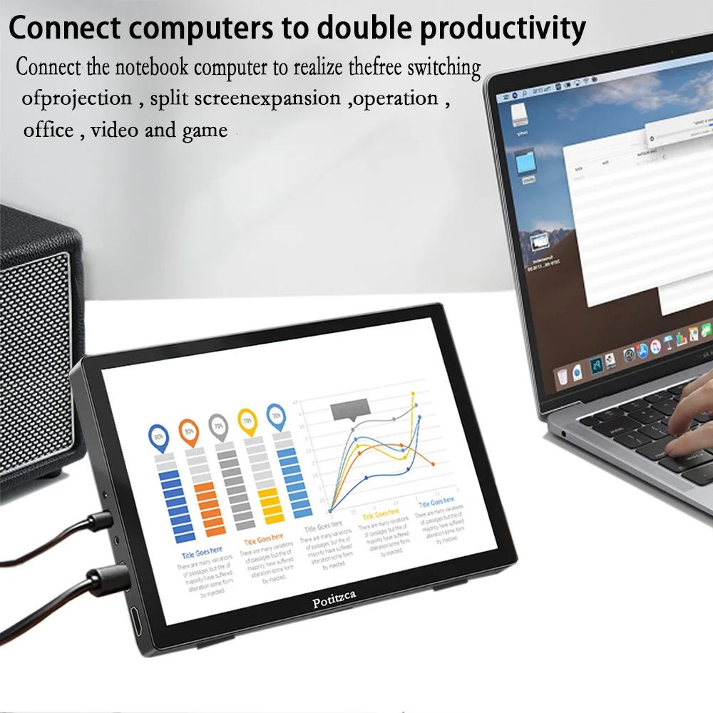 10.1 Inch Portable Monitor Touchscreen 1920x1200 IPS Panel 60Hz Pc gamer Laptop Pc displays  HDMI Compatible With PC Raspberry