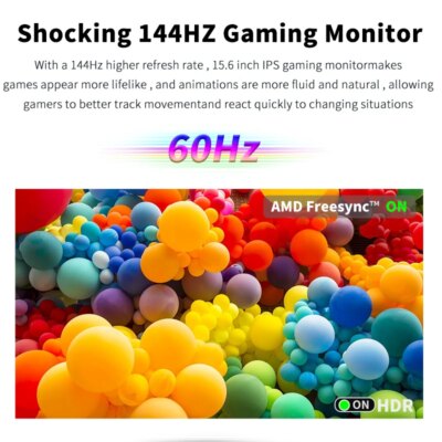 HGFRTEE 15.6inch Portable Monitor FHD-IPS Panel Second Screen for Laptop Gaming Extended Display with Type C HDMI - Image 2