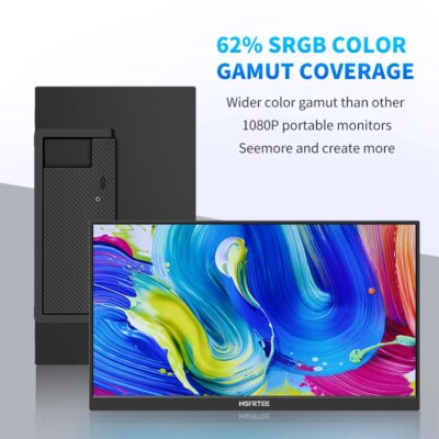 HGFRTEE 15.6inch Portable Monitor FHD-IPS Panel Second Screen for Laptop Gaming Extended Display with Type C HDMI - Image 3