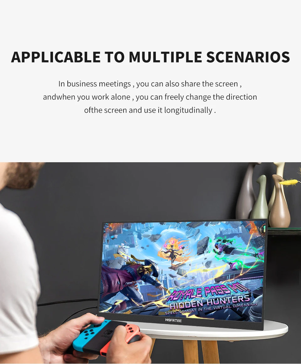 HGFRTEE 15.6inch Portable Monitor FHD-IPS Panel Second Screen for Laptop Gaming Extended Display with Type C HDMI HGFRTEE 15.6inch Portable Monitor FHD-IPS Panel Second Screen for Laptop Gaming Extended Display with Type C HDMI
