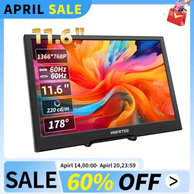 HGFRTEE 11.6inch Portable Monitor Gaming Extended Monitor HDMI-Compatible Laptop second screen For Switch/PS4/Raspberry Pi