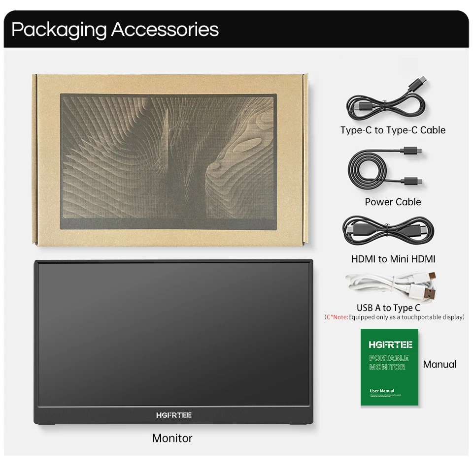 HGFRTEE 15.6 Inch Touch Portable Monitor ADS-IPS 1920*1080P 300cd/m2 Extended Display for Laptop Second Screen XBox PS4/ 5 HGFRTEE 15.6 Inch Touch Portable Monitor ADS-IPS 1920*1080P 300cd/m2 Extended Display for Laptop Second Screen XBox PS4/ 5