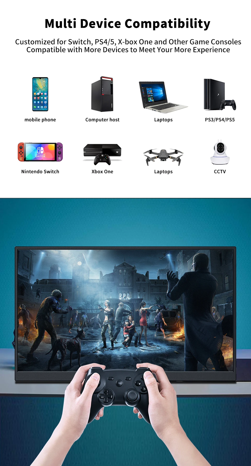 HGFRTEE 15.6 Inch Touch Portable Monitor ADS-IPS 1920*1080P 300cd/m2 Extended Display for Laptop Second Screen XBox PS4/ 5 HGFRTEE 15.6 Inch Touch Portable Monitor ADS-IPS 1920*1080P 300cd/m2 Extended Display for Laptop Second Screen XBox PS4/ 5