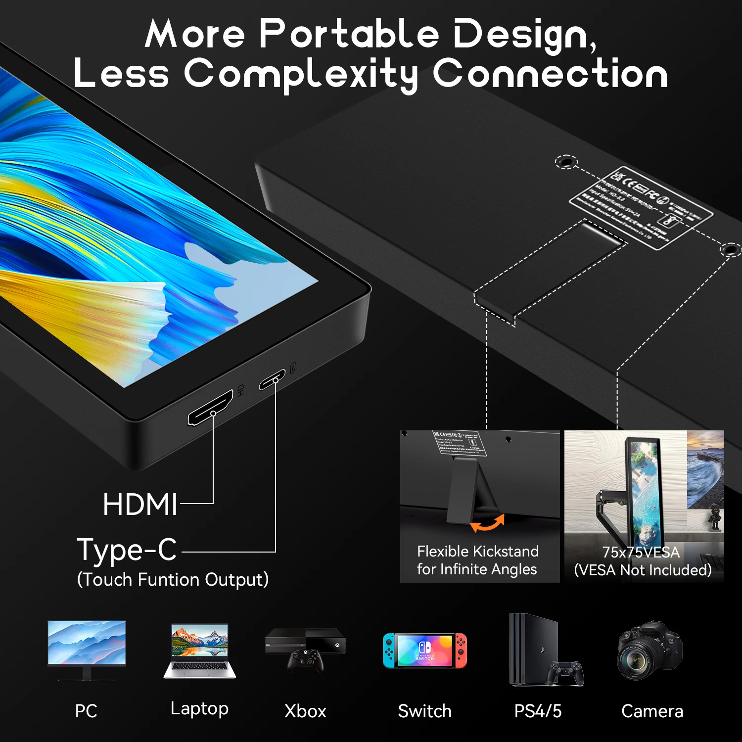 8.8 inch HDMI Touch Long Wide Monitor With Case PC Temperature Display PC Sensor Panel Display Small Extender Monitor 8.8 inch HDMI Touch Long Wide Monitor With Case PC Temperature Display PC Sensor Panel Display Small Extender Monitor