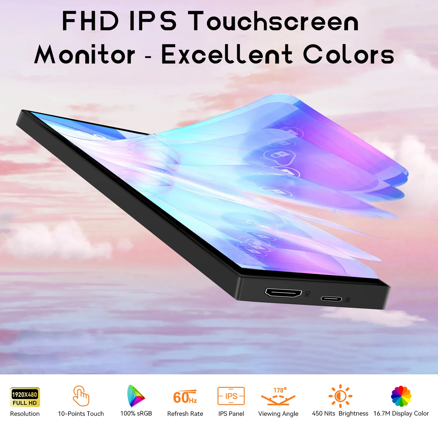 8.8 inch HDMI Touch Long Wide Monitor With Case PC Temperature Display PC Sensor Panel Display Small Extender Monitor 8.8 inch HDMI Touch Long Wide Monitor With Case PC Temperature Display PC Sensor Panel Display Small Extender Monitor
