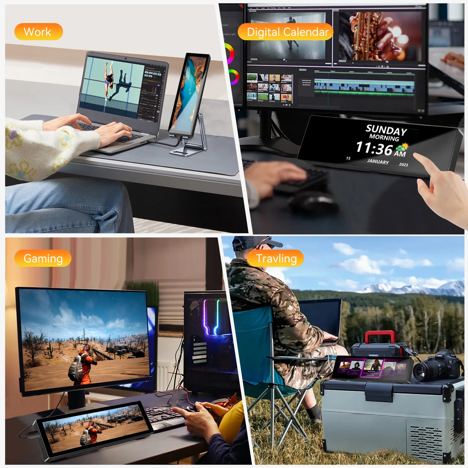8.8 inch HDMI Touch Long Wide Monitor With Case PC Temperature Display PC Sensor Panel Display Small Extender Monitor 8.8 inch HDMI Touch Long Wide Monitor With Case PC Temperature Display PC Sensor Panel Display Small Extender Monitor