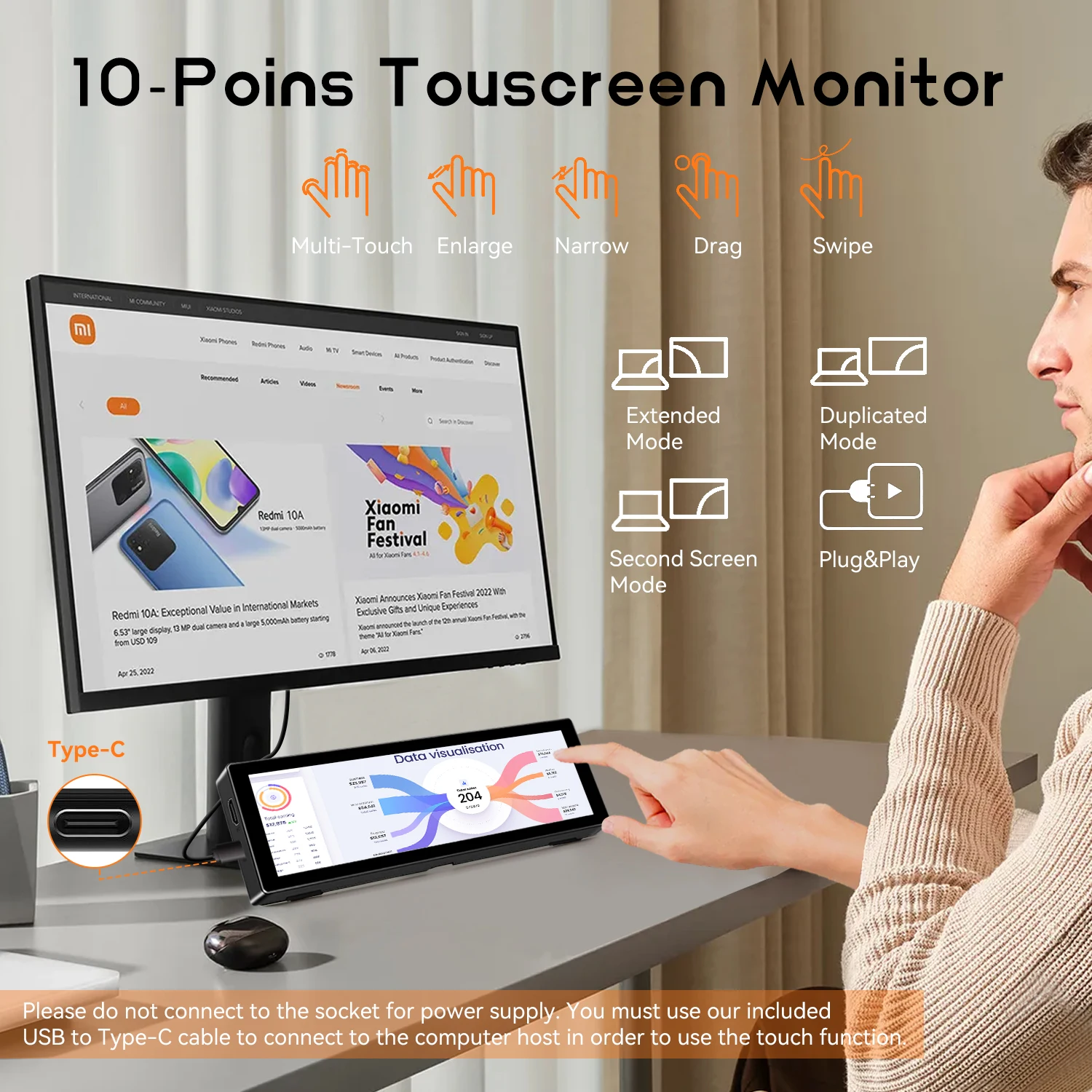 8.8 inch HDMI Touch Long Wide Monitor With Case PC Temperature Display PC Sensor Panel Display Small Extender Monitor 8.8 inch HDMI Touch Long Wide Monitor With Case PC Temperature Display PC Sensor Panel Display Small Extender Monitor