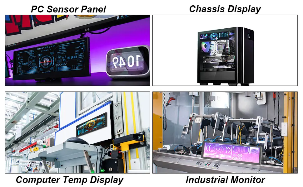 8.8 inch HDMI Touch Long Wide Monitor With Case PC Temperature Display PC Sensor Panel Display Small Extender Monitor 8.8 inch HDMI Touch Long Wide Monitor With Case PC Temperature Display PC Sensor Panel Display Small Extender Monitor