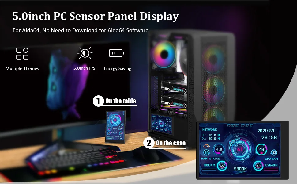 8.8 inch HDMI Touch Long Wide Monitor With Case PC Temperature Display PC Sensor Panel Display Small Extender Monitor 8.8 inch HDMI Touch Long Wide Monitor With Case PC Temperature Display PC Sensor Panel Display Small Extender Monitor