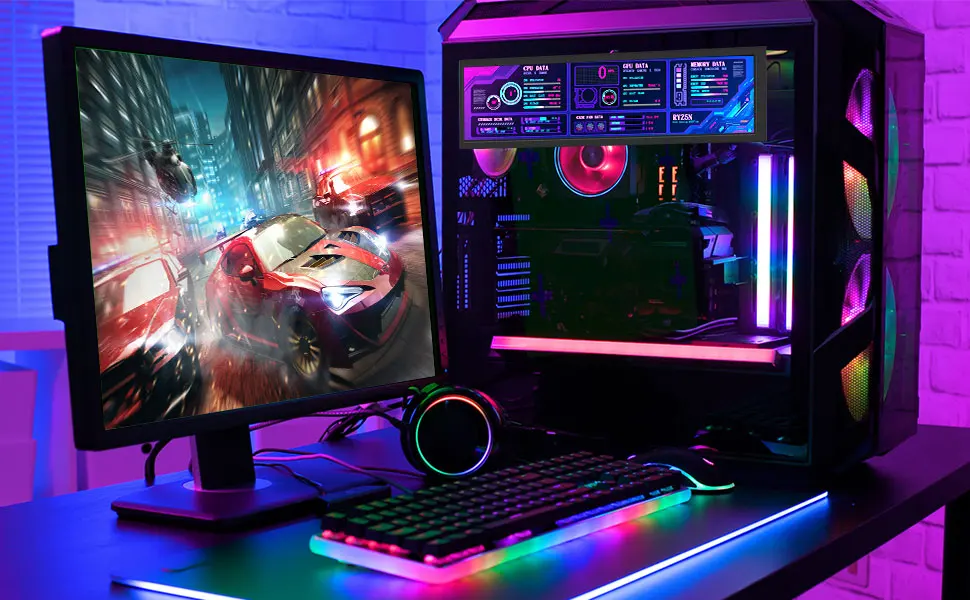 8.8 inch HDMI Touch Long Wide Monitor With Case PC Temperature Display PC Sensor Panel Display Small Extender Monitor 8.8 inch HDMI Touch Long Wide Monitor With Case PC Temperature Display PC Sensor Panel Display Small Extender Monitor