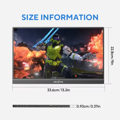 ARZOPA 16.1 inch 100% sRGB 144Hz Gaming Monitor Portable Laptop Display with Type C Mini HDMI For PS4/5 Steam Deck Switch PC Mac - Image 4