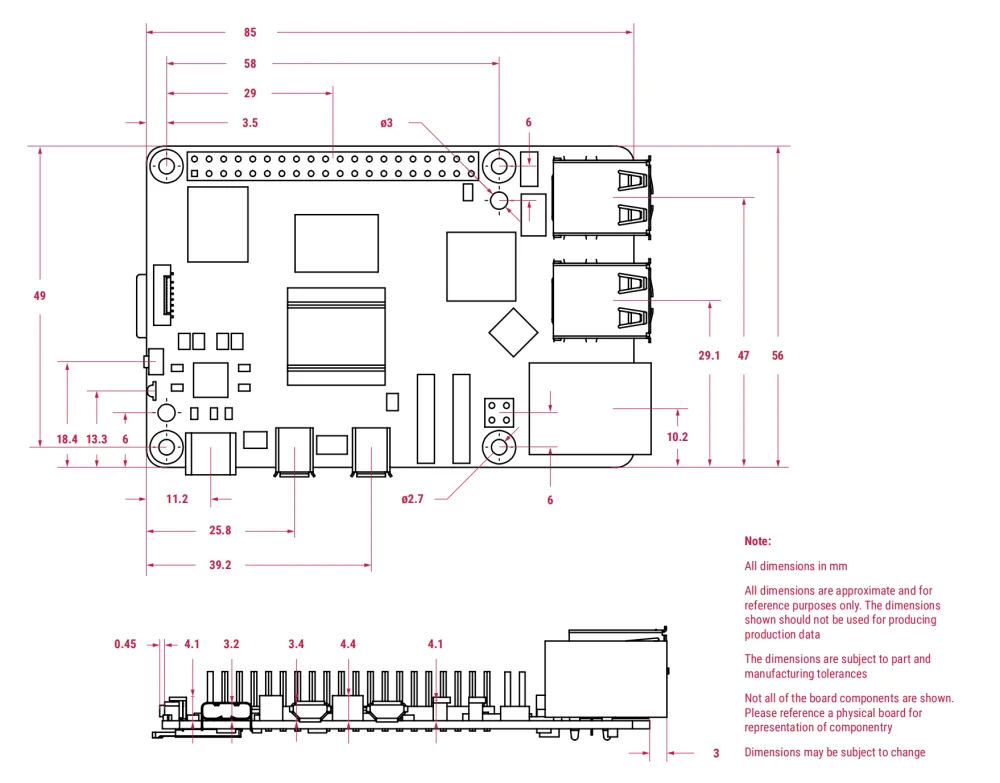 Raspberry Pi5 2GB Laptop, Raspberry pi 5 MIni PC Computer,2.4GHz 64-bit Quad-core Arm Cortex-A76, Bluetooth5.0,BLE Wireless