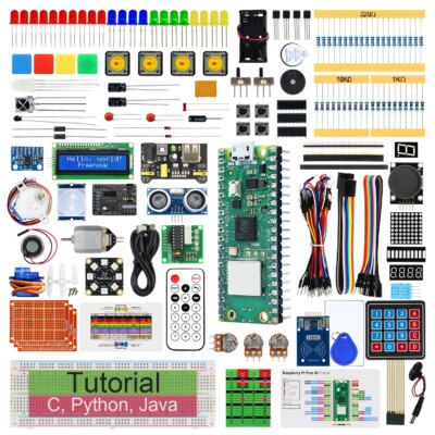 Freenove Ultimate Starter Kit for Raspberry Pi Pico 1 2 W, 767-Page Tutorial, 220 Items, 119 Projects, Python C Java Code