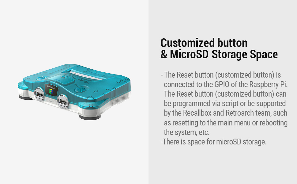 RetroFlag 64Pi Case Compatible with Raspberry Pi 5 Dual USB Ports, SD Card Storage for Raspberry Pi with Safe Shutdown and Reset RetroFlag 64Pi Case Compatible with Raspberry Pi 5 Dual USB Ports, SD Card Storage for Raspberry Pi with Safe Shutdown and Reset