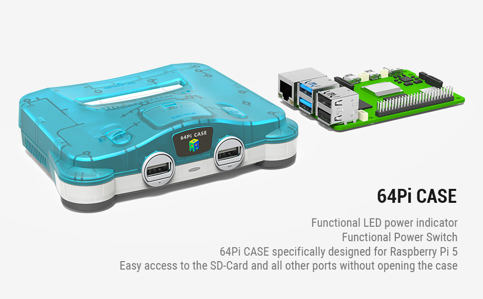 RetroFlag 64Pi Case Compatible with Raspberry Pi 5 Dual USB Ports, SD Card Storage for Raspberry Pi with Safe Shutdown and Reset RetroFlag 64Pi Case Compatible with Raspberry Pi 5 Dual USB Ports, SD Card Storage for Raspberry Pi with Safe Shutdown and Reset