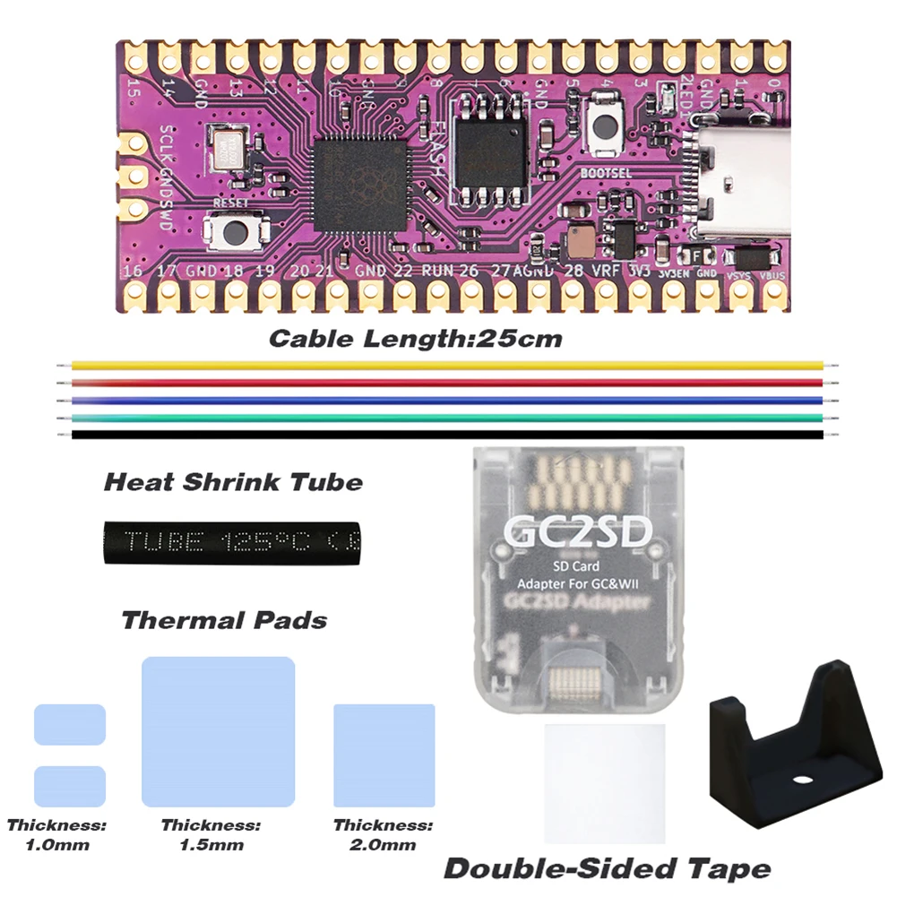 For Raspberry Pi Pico Board Picoboot IPL Replacement Modchip and SD2SP2 Adapter Card Reader For Nintendo GameCube Game Console