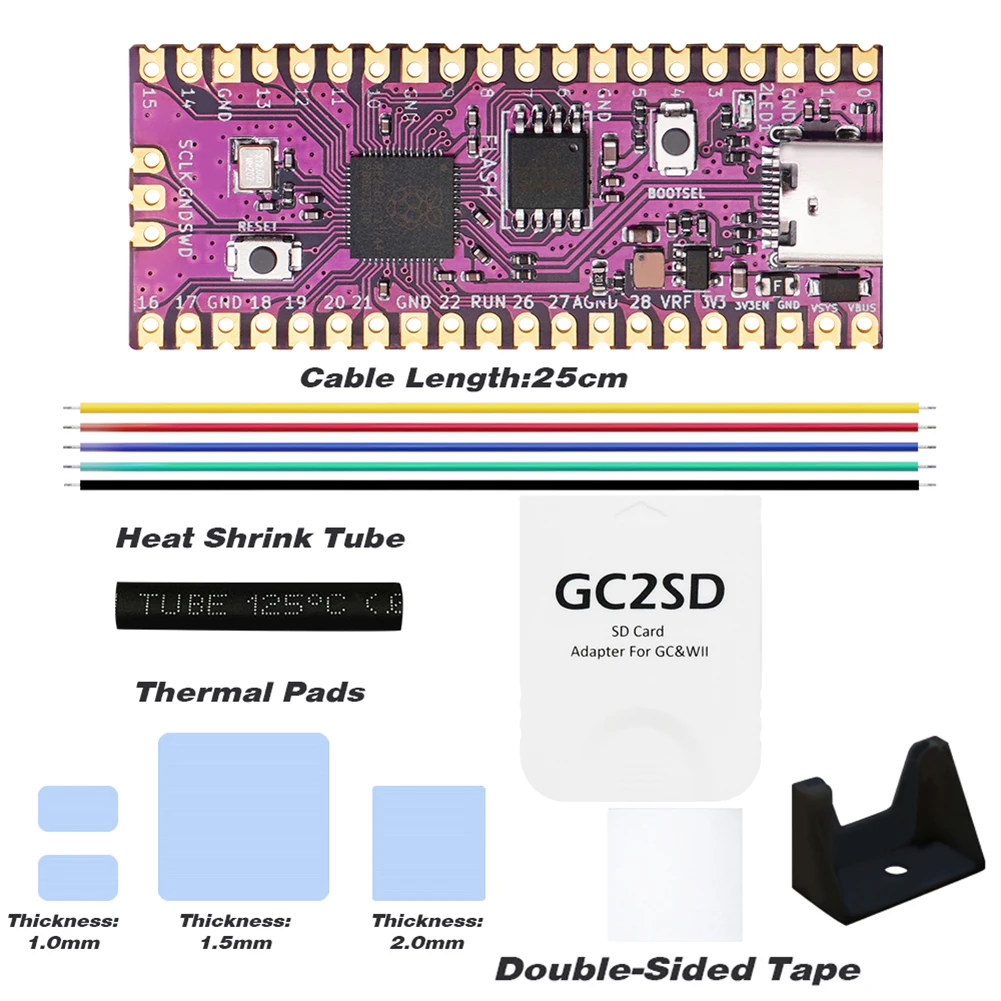 For Raspberry Pi Pico Board Picoboot IPL Replacement Modchip and SD2SP2 Adapter Card Reader For Nintendo GameCube Game Console