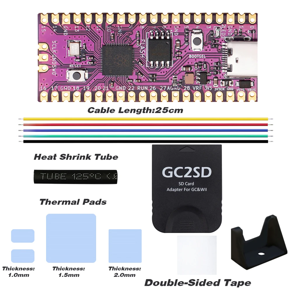 For Raspberry Pi Pico Board Picoboot IPL Replacement Modchip and SD2SP2 Adapter Card Reader For Nintendo GameCube Game Console