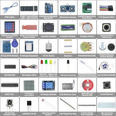 Starter Kit for Arduino Uno R3 - Uno R3 Breadboard and holder Step Motor / Servo /1602 LCD / jumper Wire/ UNO R3 - Image 2
