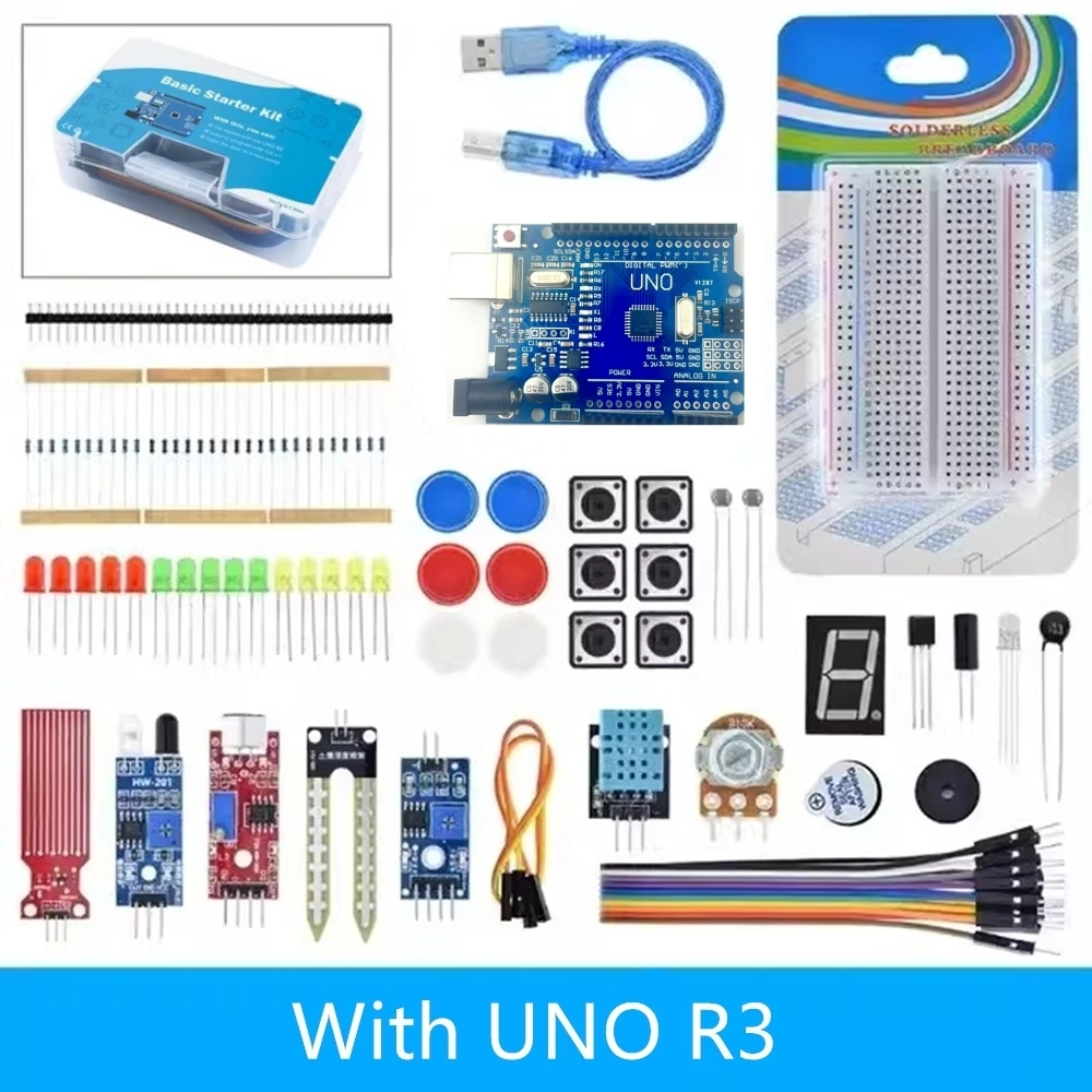 400 Tie-points Breadboard DIY Project Starter Kit For Arduino UNO R3 Kit Electronic DIY Kit Electronic Component Set With Box