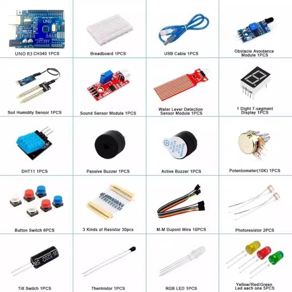 400 Tie-points Breadboard DIY Project Starter Kit For Arduino UNO R3 Kit Electronic DIY Kit Electronic Component Set With Box