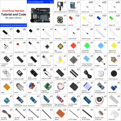 Freenove Complete Starter Kit for Arduino UNO R4 V5 WiFi Mini, Arm Cortex-M4, 474-Page Detailed Tutorial, 343 Items, 90 Projects - Image 2