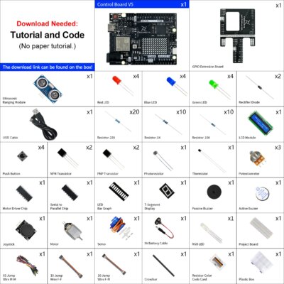 Freenove Super Starter Kit for Arduino UNO R4 V5 WiFi Mini, Arm Cortex-M4, 305-Page Detailed Tutorial, 172 Items, 60 Projects - Image 2