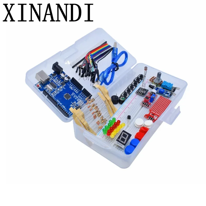 Starter Kit for Arduino Uno R3 Breadboard Basic simple learning kit, sound/water level/humidity/distance detection, LED control