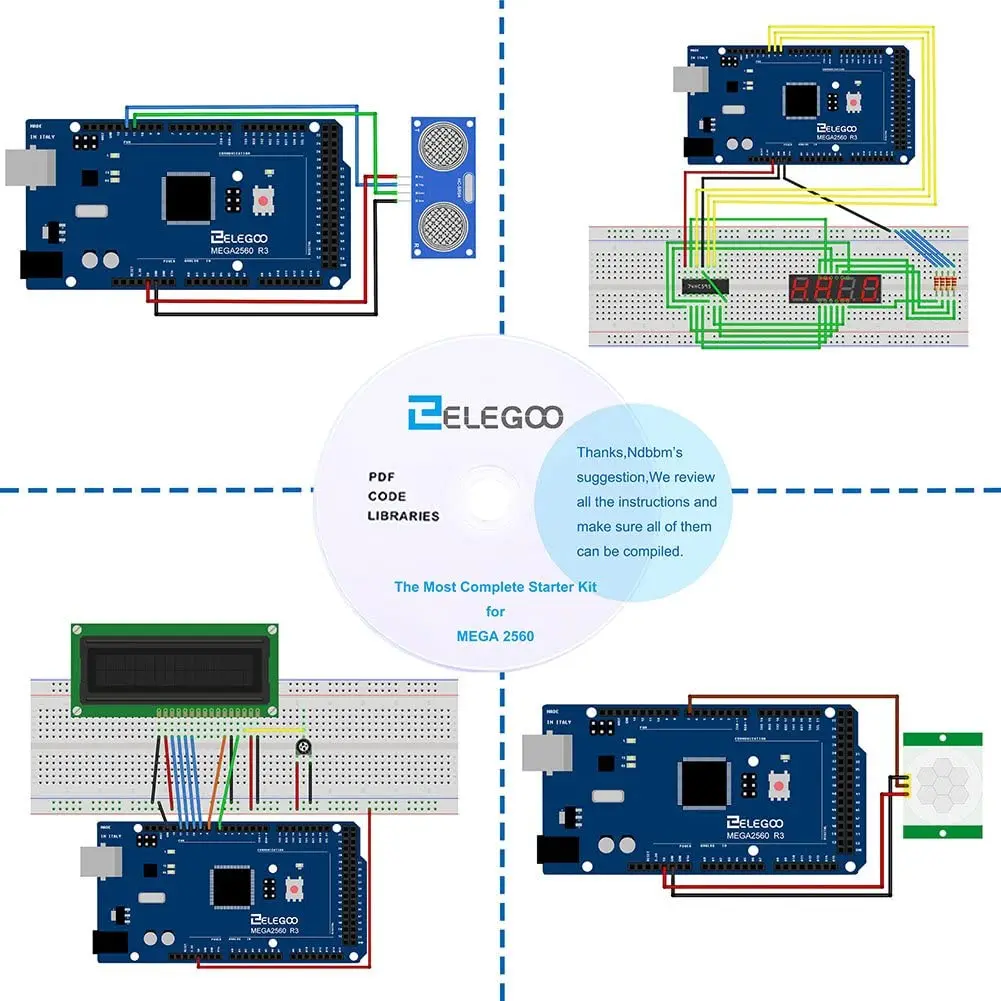 ELEGOO Mega R3 Project The Most Complete Ultimate Starter Kit with TUTORIAL Compatible with Arduino IDE DIY Electronic Kit ELEGOO Mega R3 Project The Most Complete Ultimate Starter Kit with TUTORIAL Compatible with Arduino IDE DIY Electronic Kit