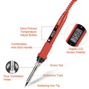JCD Soldering Iron Kit Adjustable Temperature 220V 80W LCD Digital Display Welding Repair Tools With Solder Tin Iron Tips 908S - Image 2