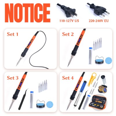 Silverflo Electric soldering iron Kit Set 100W LCD Digital Display Adjustable Temperature Soldering Iron 220V/110V Welding Tools - Image 2