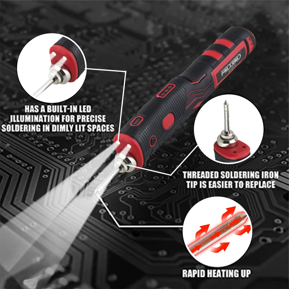 FROGBRO Cordless Soldering Iron 1800mAh Rechargeable Soldering Tool Professional Portable Welding Tool Electronic Soldering Kit