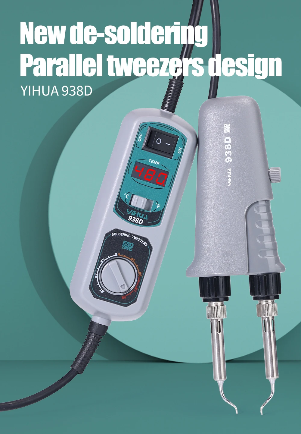 YIHUA 938D Portable Tweezers Soldering Station 110V 220V Soldering Iron Station Chip Desoldering Kit Set SMD Welding Equipment