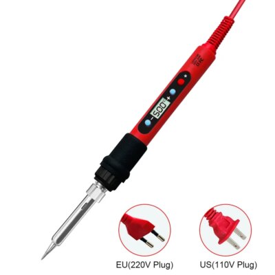 80W Soldering Iron Kit Adjustable Temperature LCD Solder Welding Tools Ceramic Heater Soldering Tips Tweezers Soldering Wire - Image 3