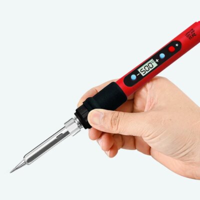 80W Soldering Iron Kit Adjustable Temperature LCD Solder Welding Tools Ceramic Heater Soldering Tips Tweezers Soldering Wire - Image 4