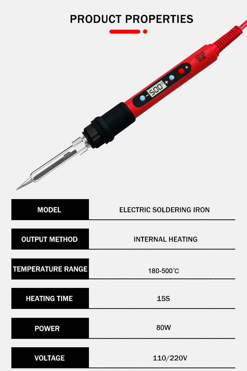 80W Soldering Iron Kit Adjustable Temperature LCD Solder Welding Tools Ceramic Heater Soldering Tips Tweezers Soldering Wire
